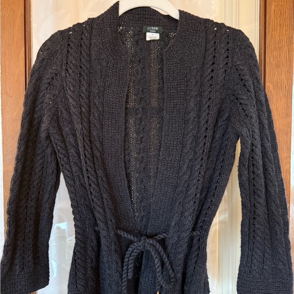 J. Crew Women's Charcoal Cable Knit Cardigan